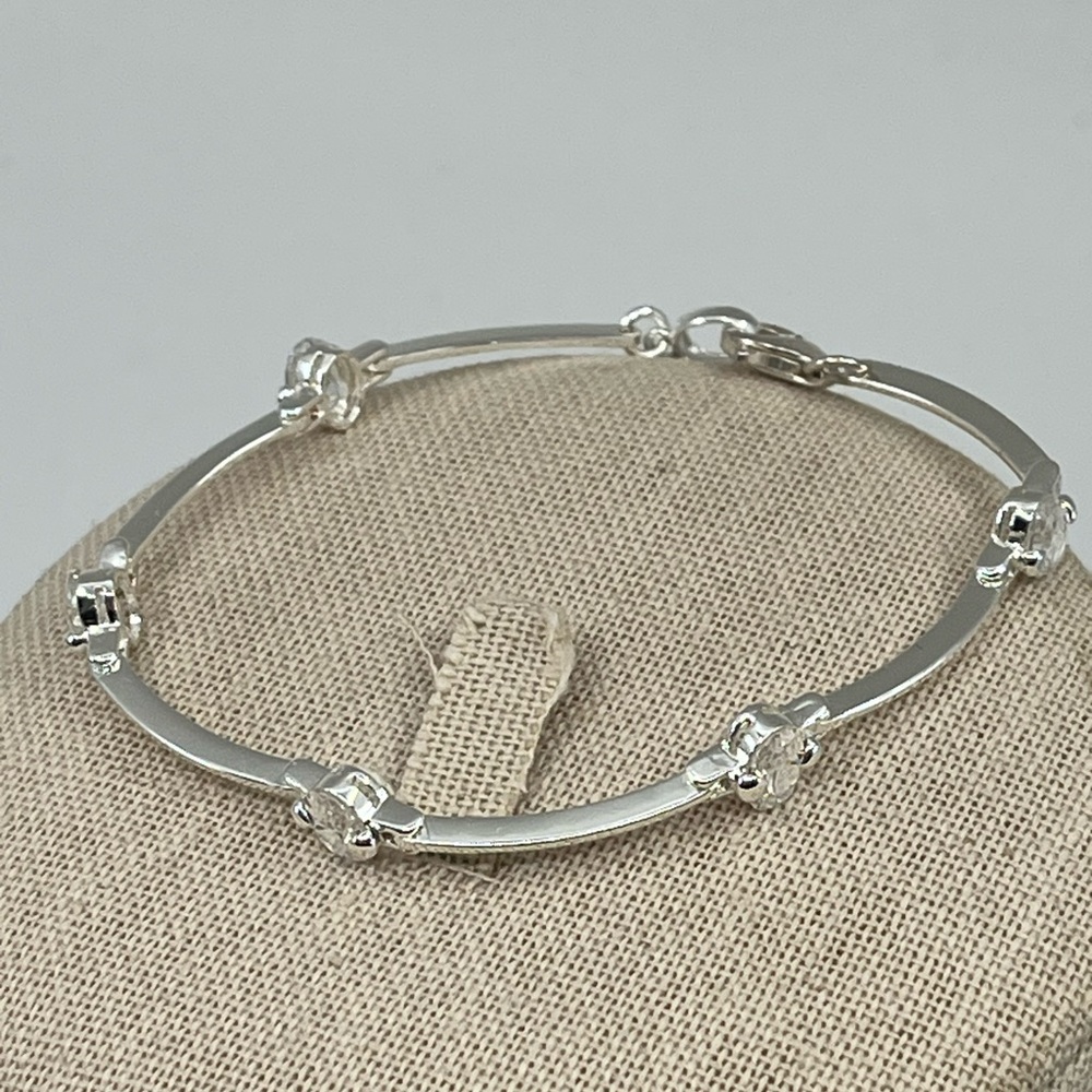 Vintage Sterling Silver CZ Link Bracelet – 925 Stamped – 7"-7.25", 8g - Picture 8 of 17
